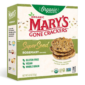 Mary's Gone Crackers SuperSeed Seaweed & Black Sesame crackers offer umami notes and gluten-free crunch.