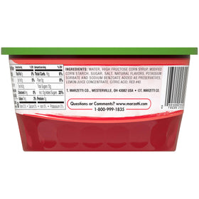 Marzetti Fruit Glaze label closeup highlights brand quality and ingredients.