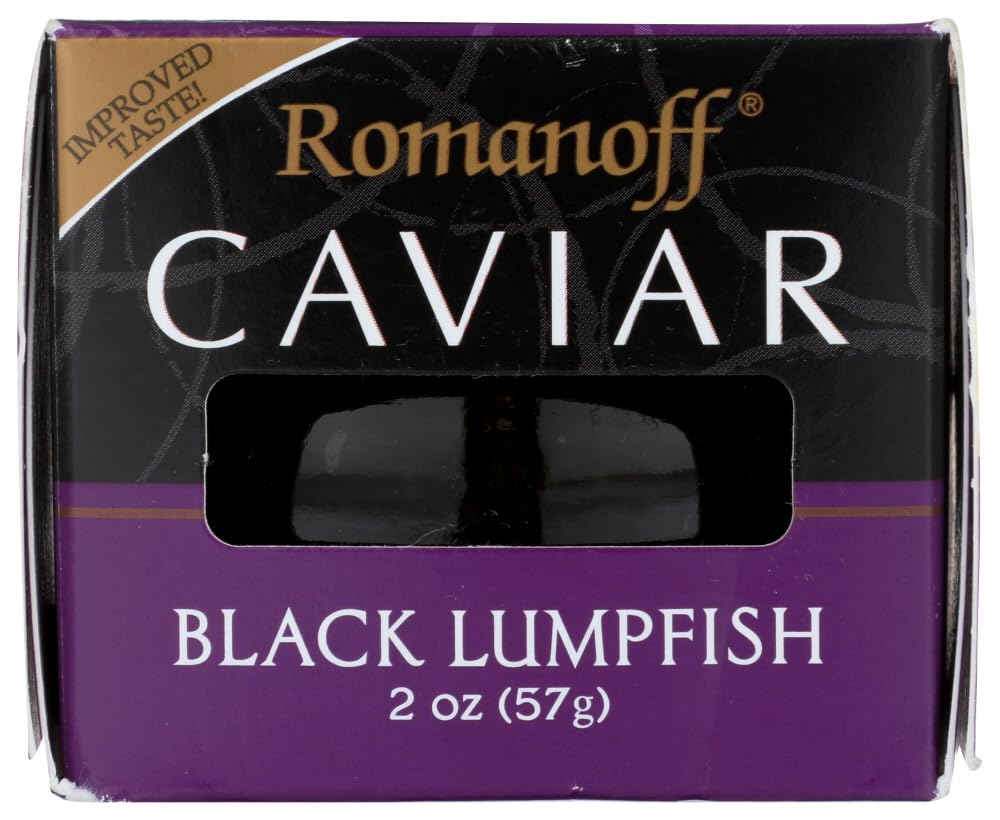 Marzetti Romanoff Black Lumpfish Caviar front view on plate for elegant canapés