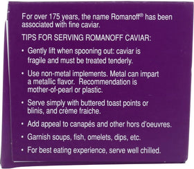 Marzetti Romanoff caviar in a glass jar for elegant tasting.