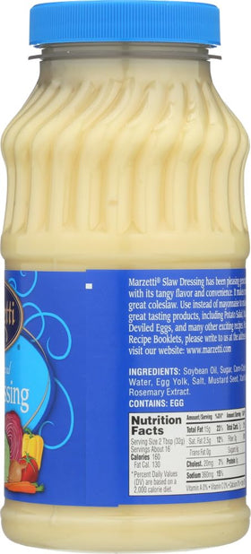 Marzetti Slaw Dressing label close-up confirming familiar flavor.
