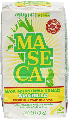 MASECA instant yellow corn masa flour bag for tortilla making and authentic Mexican dishes.