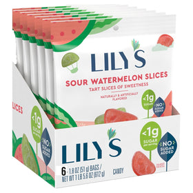MASHBOX Sour Watermelon Slices bag shows tangy, chewy gummies for on-the-go snacking.