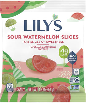 MASHBOX Sour Watermelon Slices closeup highlights vibrant gummies and tangy flavor, ideal for sharing.