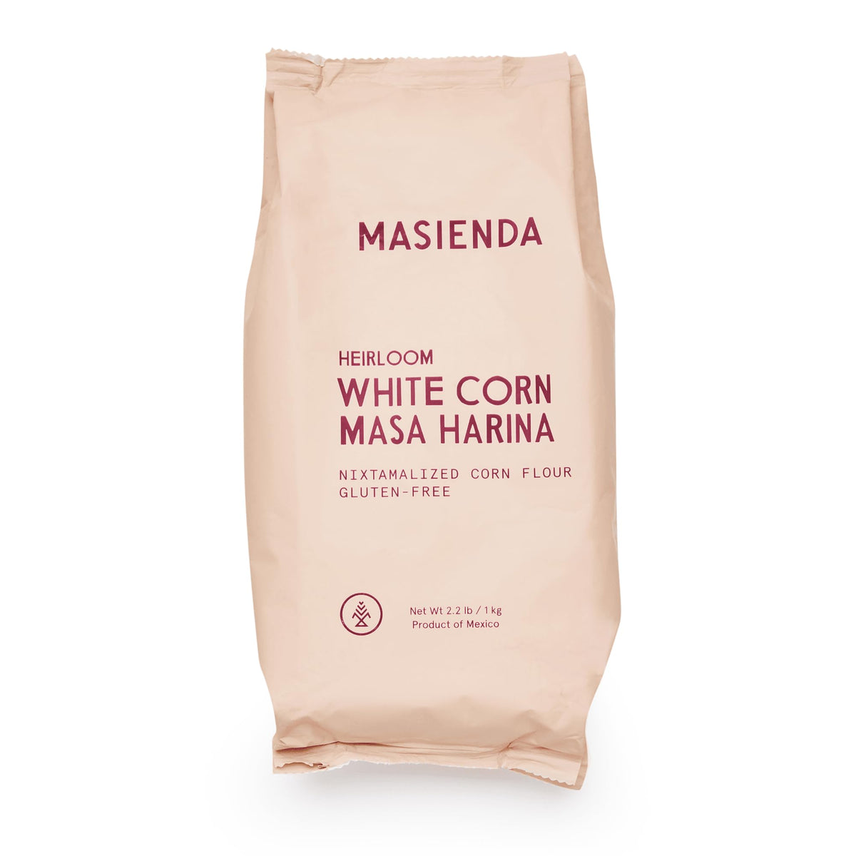 Masienda heirloom white corn masa harina bag closeup highlighting premium, authentic masa for tortillas.