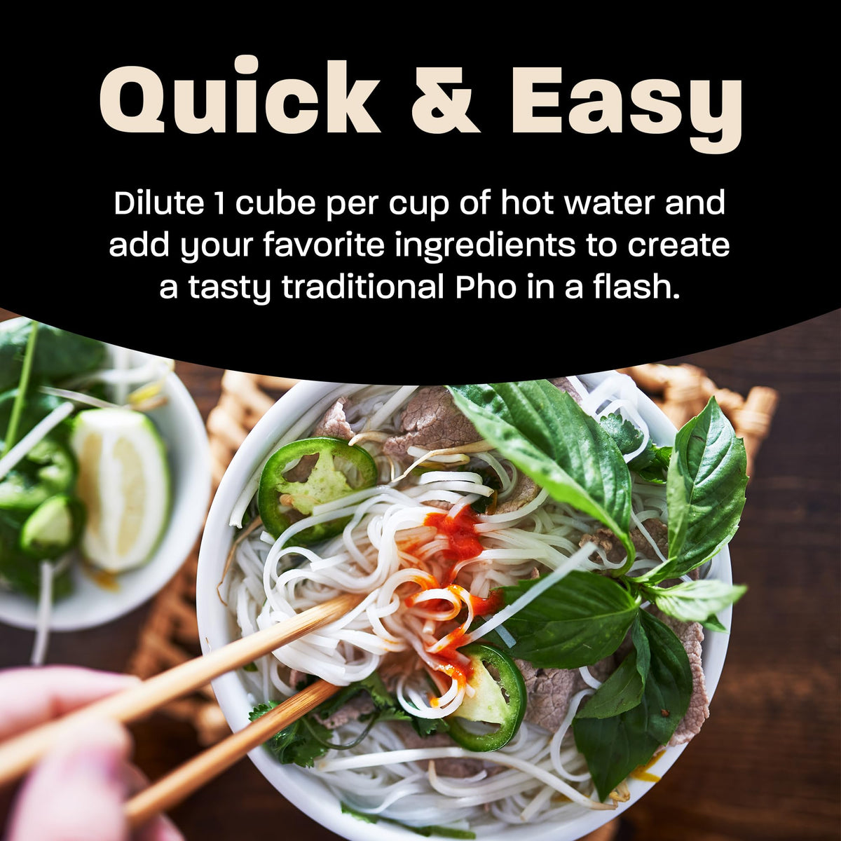 Massel Pho Bouillon broth poured into a bowl for pho with noodles
