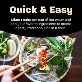 Massel Pho Bouillon broth poured into a bowl for pho with noodles