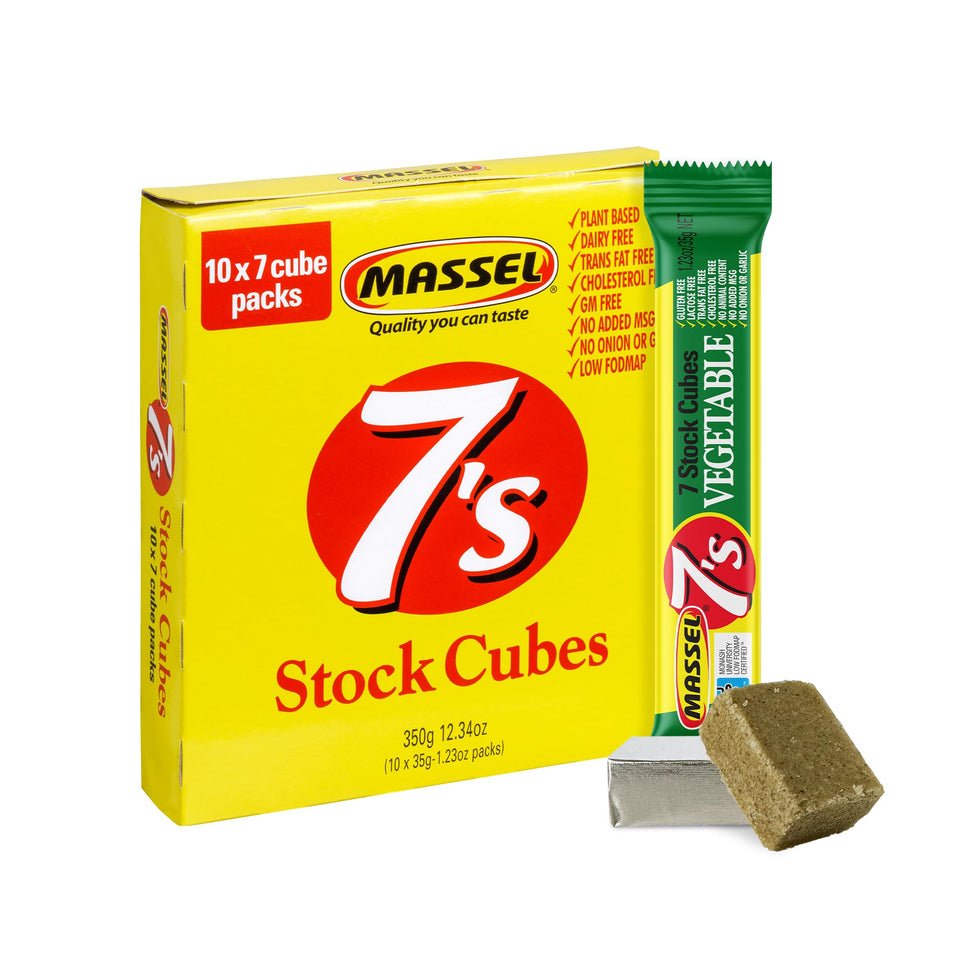 Massel Vegetable Style Bouillon Cubes dissolving in hot water to make a rich broth.