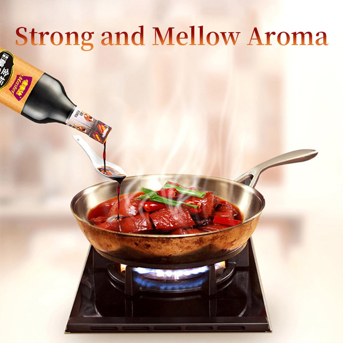 Master Dark Soy Sauce drizzle on noodles gives a glossy, rich finish.