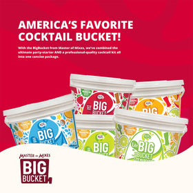 Outdoor party setup featuring Master of Mixes BigBucket Margarita mix