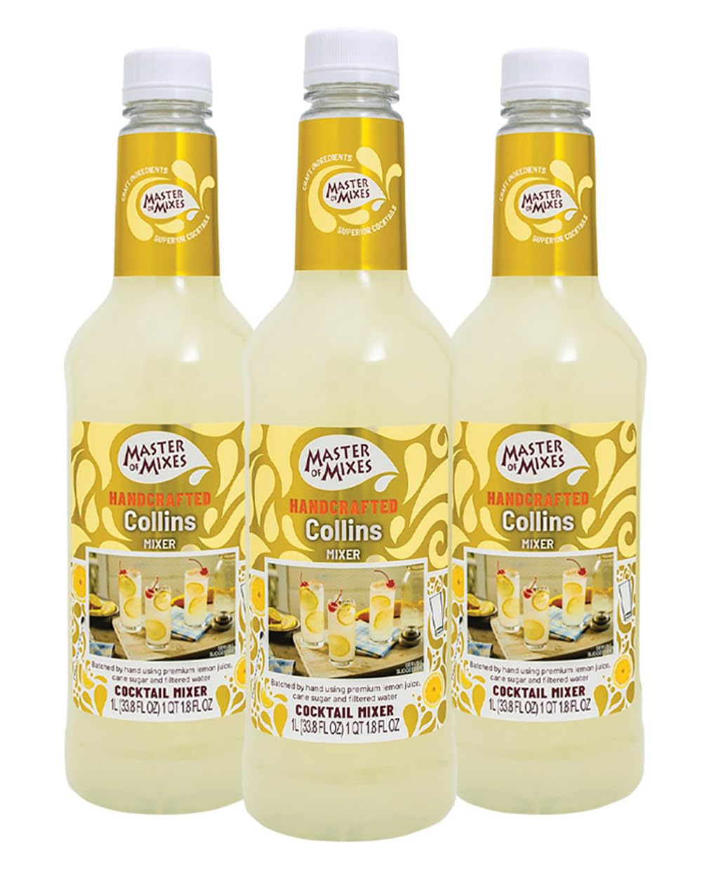 Master of Mixes Collins Drink Mix 1L bottle enables quick, consistent cocktails.