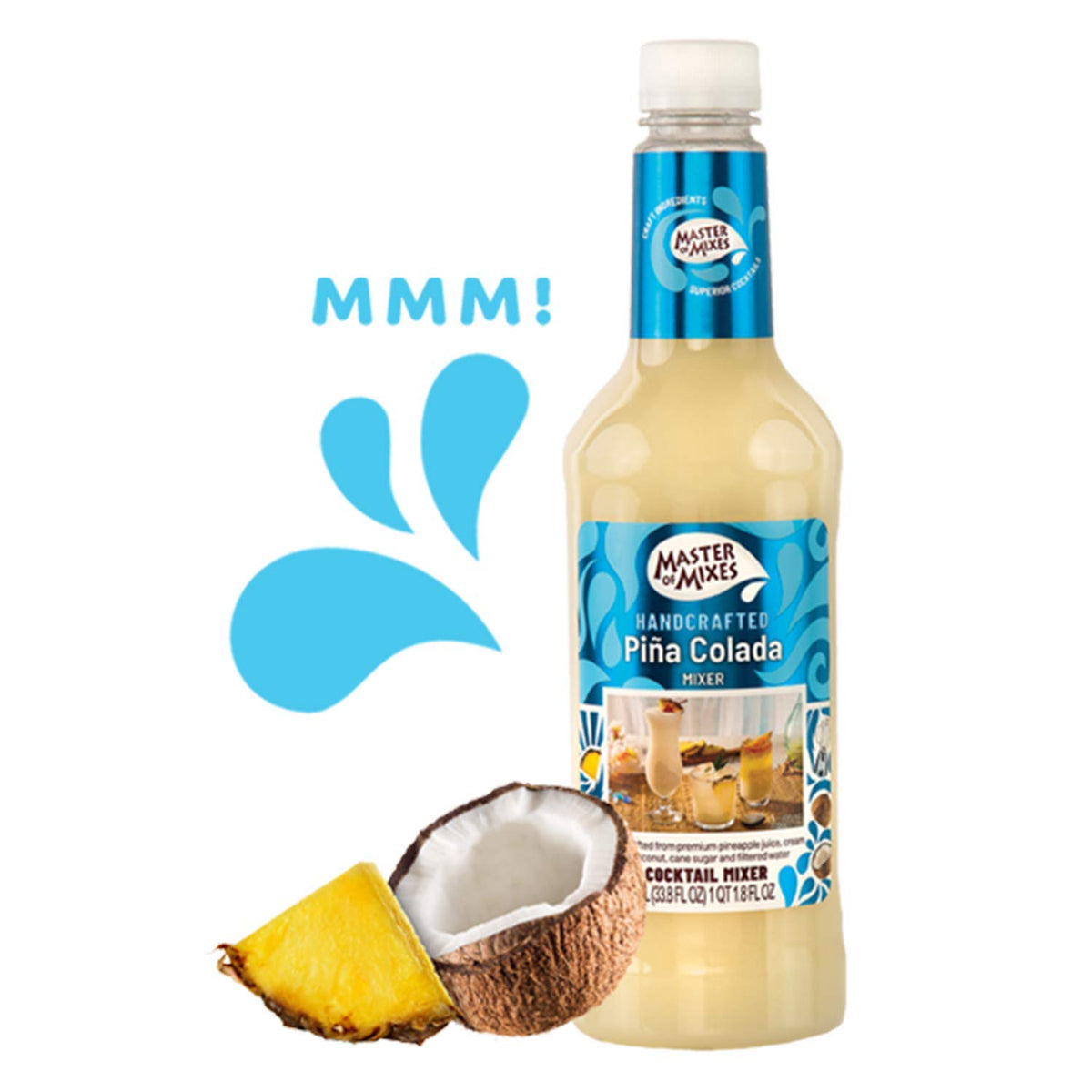 Master of Mixes Pina Colada pour, showcasing creamy coconut and pineapple notes.