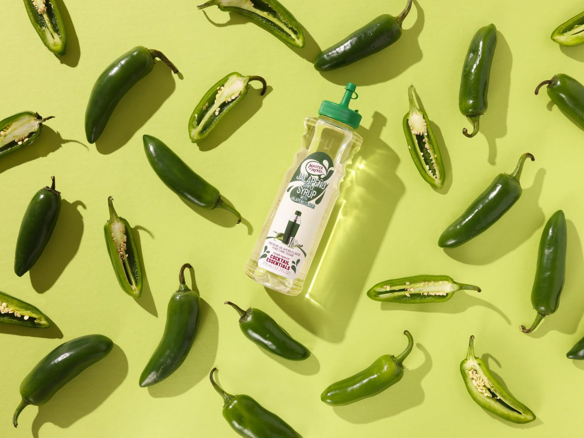 Master of Mixes Jalapeño Simple Syrup pour for spicy Margaritas and Bloody Marias.