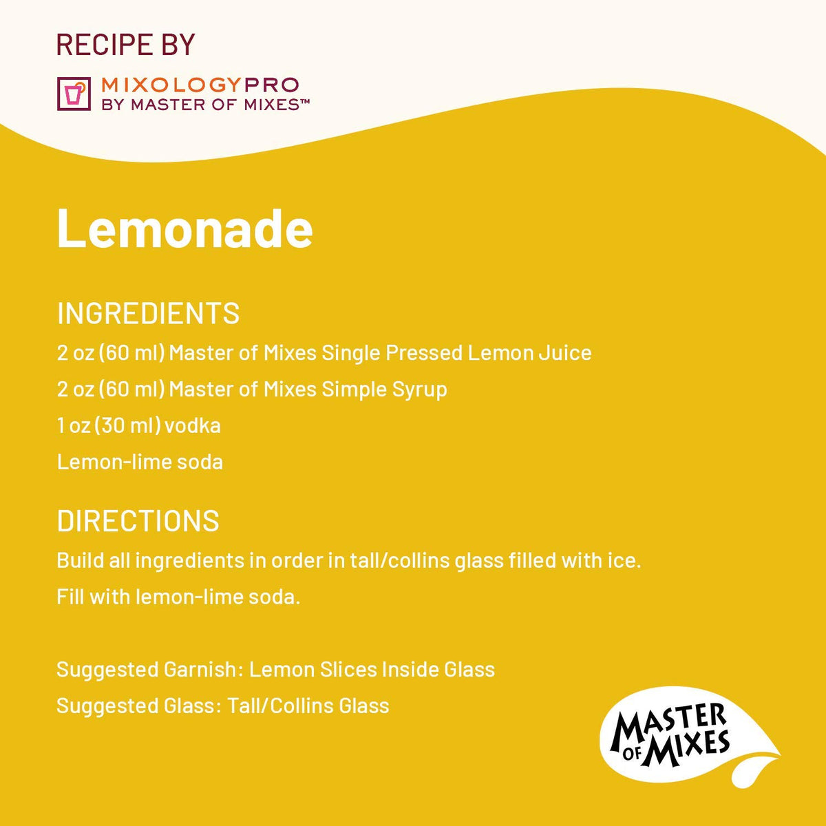 Master of Mixes Lemon Juice bottle used in dressings and marinades for bright flavor