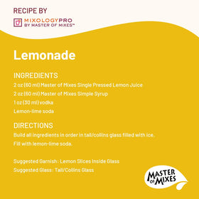 Master of Mixes Lemon Juice bottle used in dressings and marinades for bright flavor
