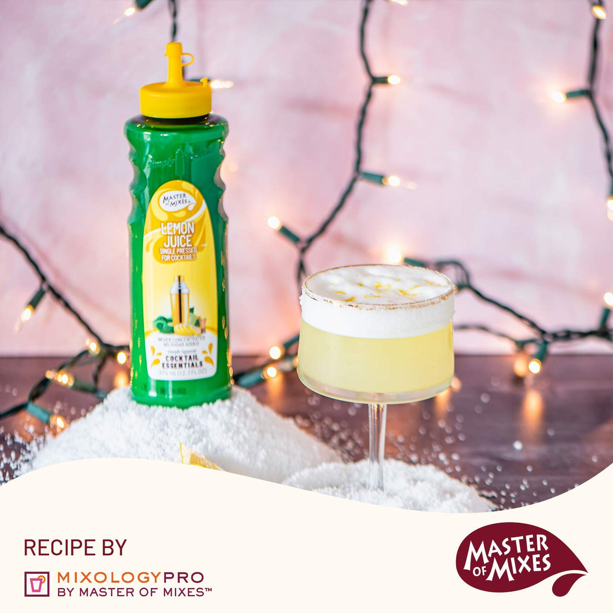 Master of Mixes Lemon Juice with a glass of margarita for vibrant citric balance