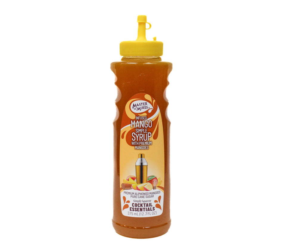 Master of Mixes Mango Syrup bottle front with rich Alphonso mango flavor for cocktails.