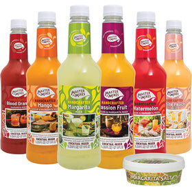 Master of Mixes Margarita and Daiquiri bottles in a ready-to-serve display for entertaining