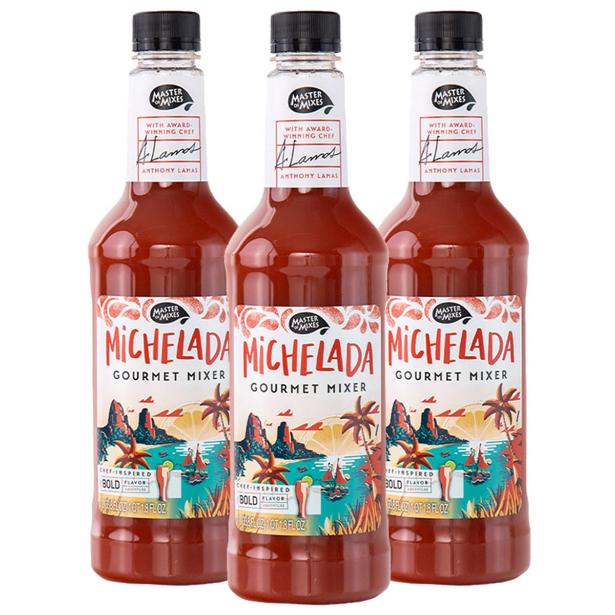 Master of Mixes Michelada bottle close-up highlighting authentic blend for easy party drinks