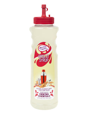 Master of Mixes Orgeat bottle featuring premium almond flavor for tiki cocktails.