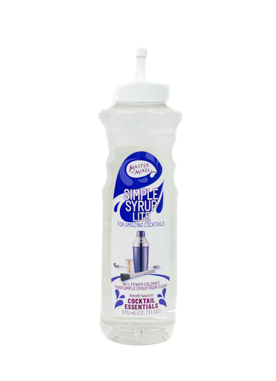 Master of Mixes Simple Syrup LITE bottle front view, keto-friendly sweetness.