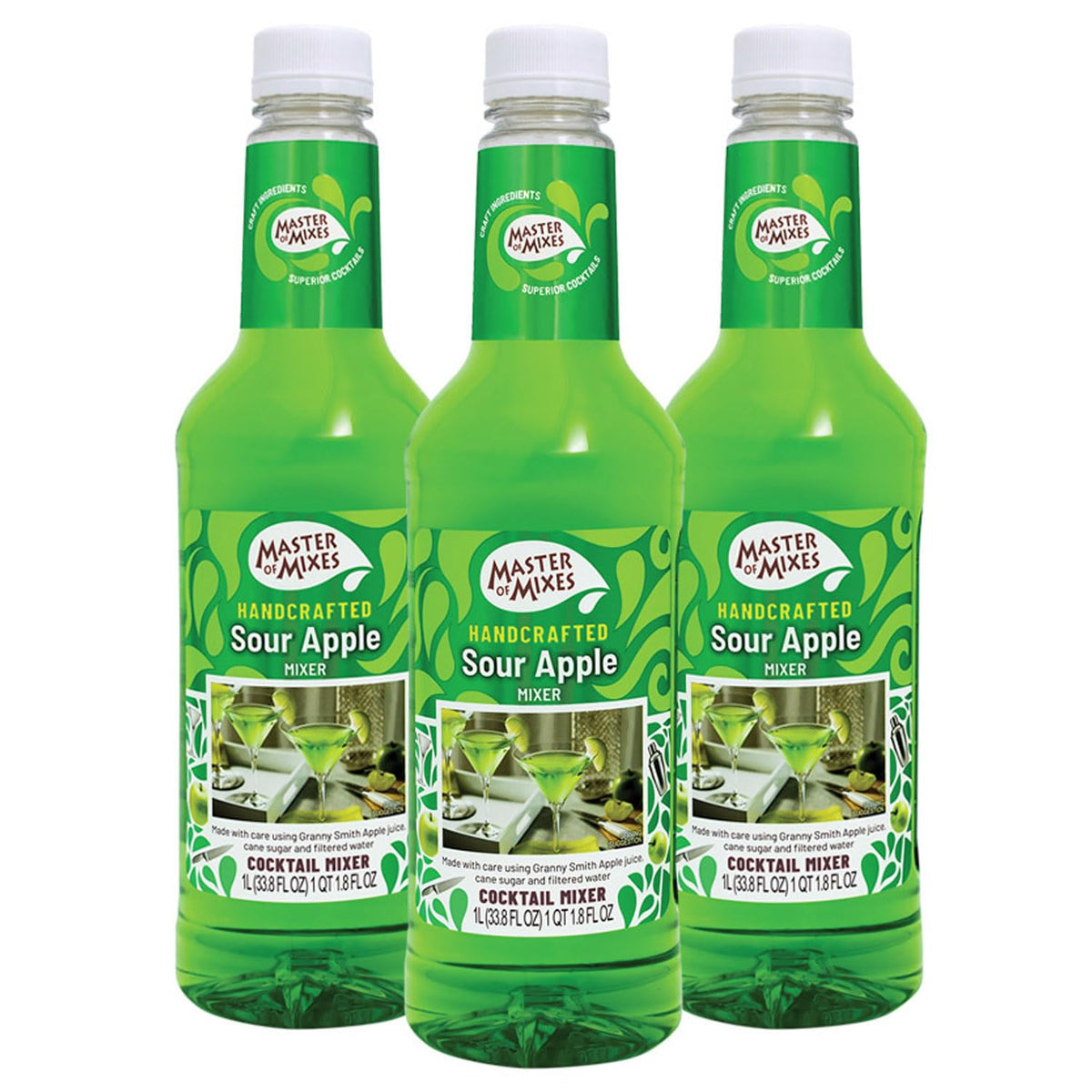 Master of Mixes Sour Apple Martini front bottle for quick, tart cocktails.