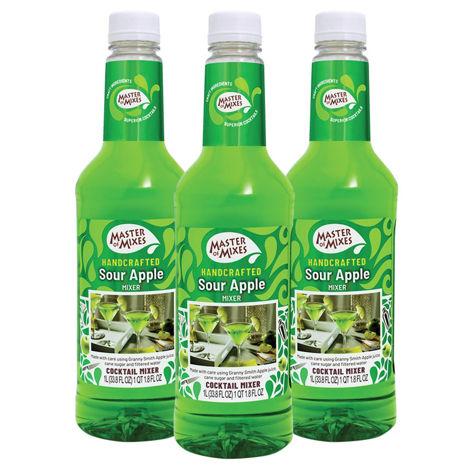 Master of Mixes Sour Apple Martini front bottle for quick, tart cocktails.