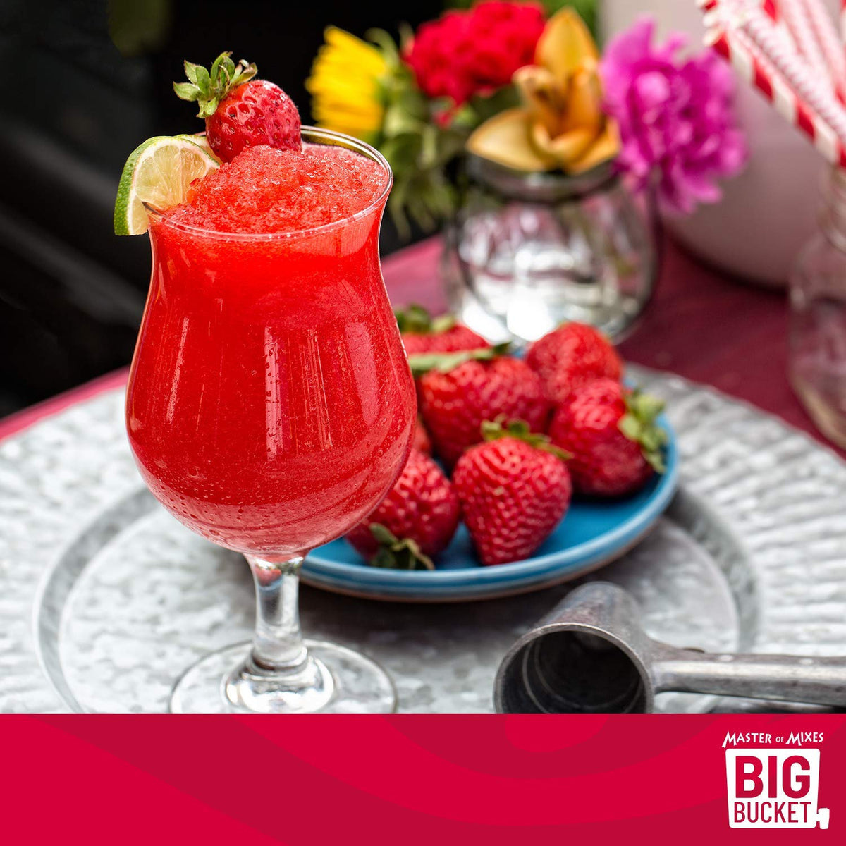 Master of Mixes Strawberry Daiquiri Margarita mix bottle with authentic citrus balance.