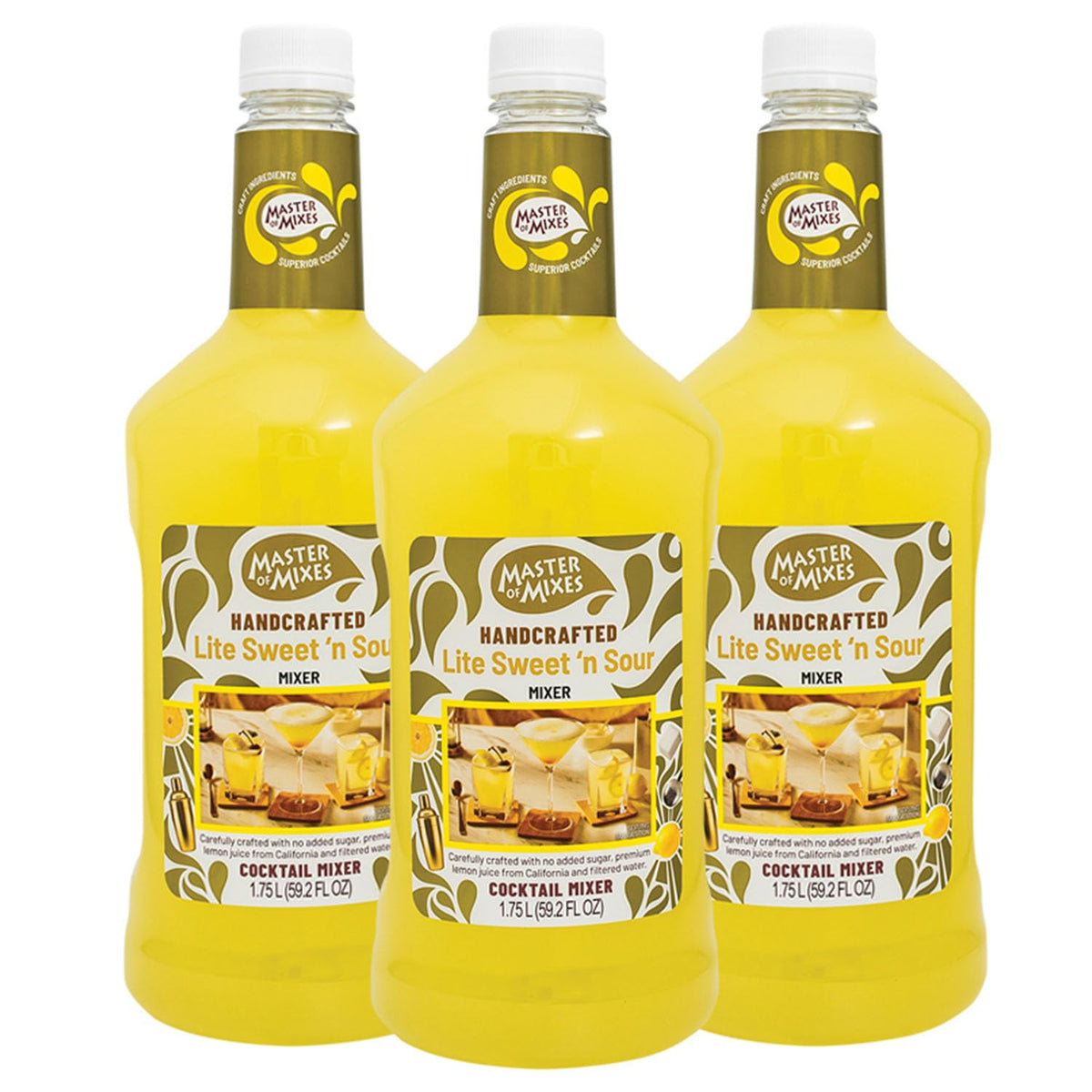 Master of Mixes Sweet N' Sour Lite bottle front for easy at-home cocktails.