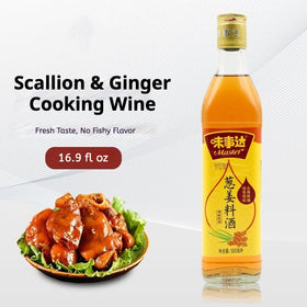Master Scallion & Ginger Cooking Wine bottle back details storage and shelf life for freshness.