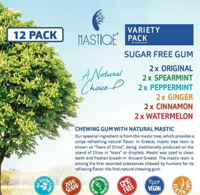 Mastiqe gum variety pack back view showing resealable boxes