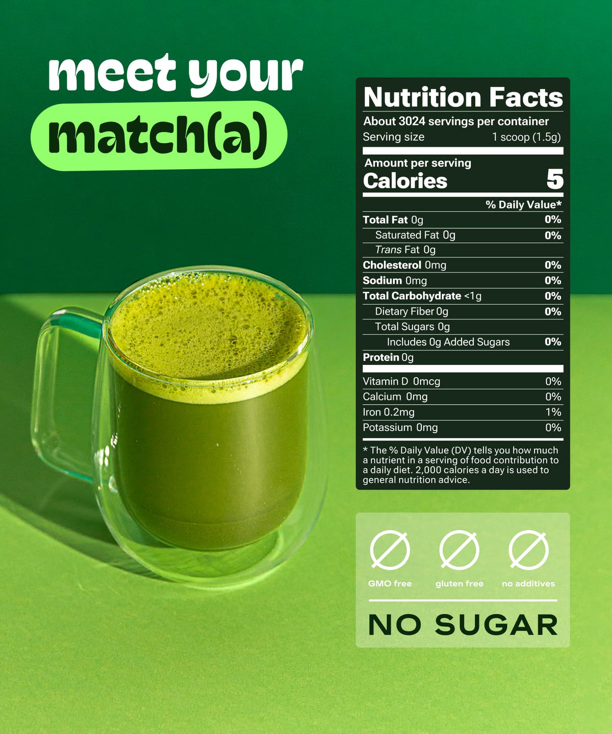 MATCHA DNA BPA-free packaging icon emphasizes safe packaging.