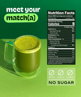 MATCHA DNA BPA-free packaging icon emphasizes safe packaging.