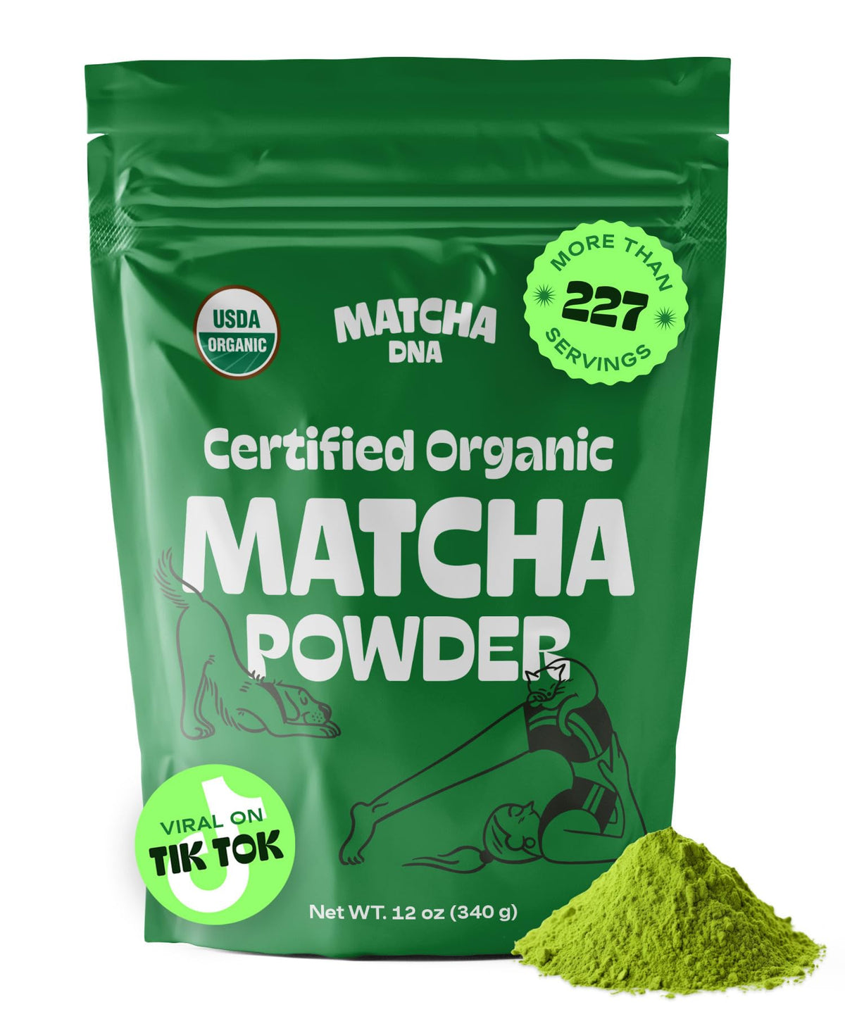 MATCHA DNA organic bag front conveying premium quality for daily tea rituals.