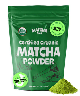 MATCHA DNA organic bag front conveying premium quality for daily tea rituals.