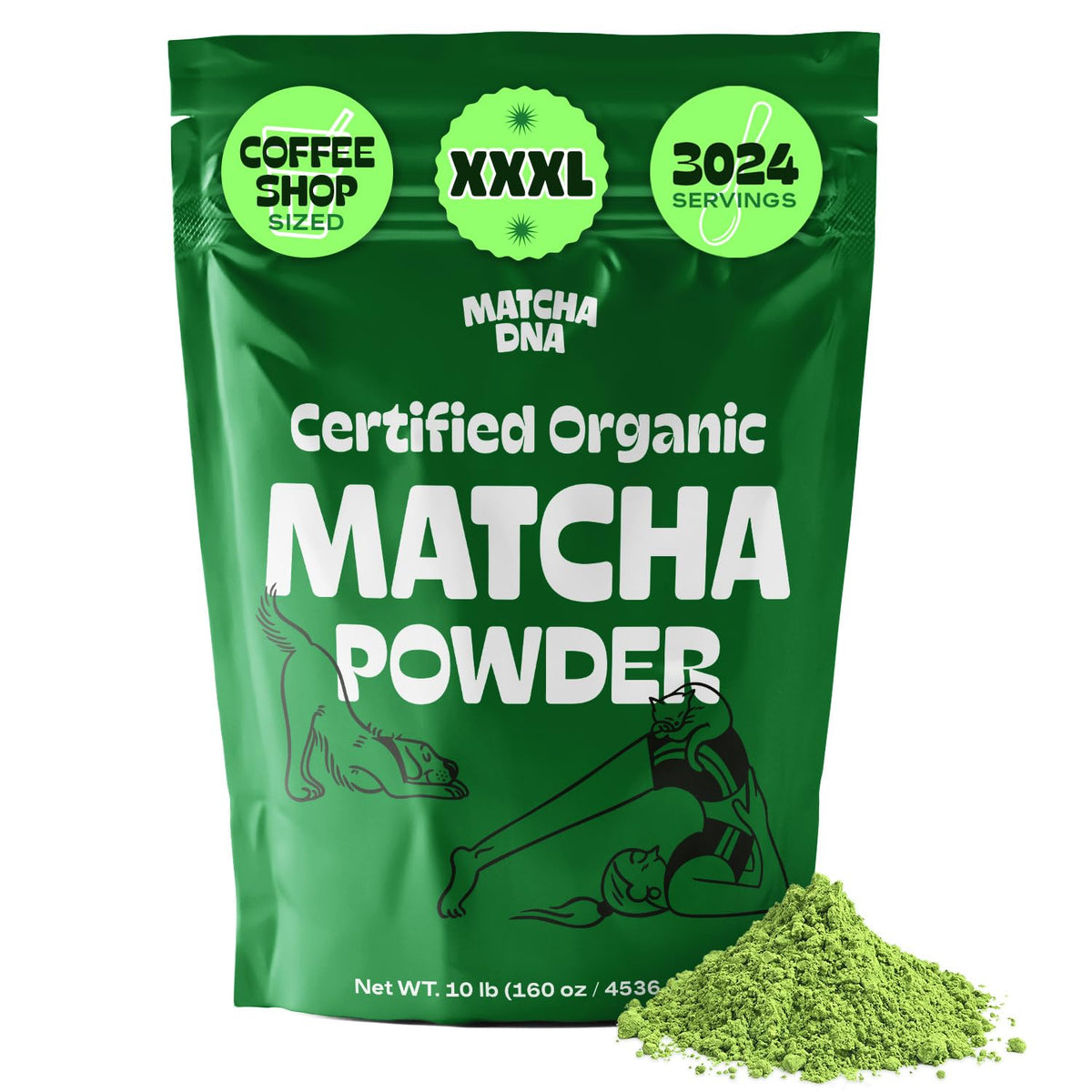 MATCHA DNA certified organic matcha powder bag for premium tea and recipes.