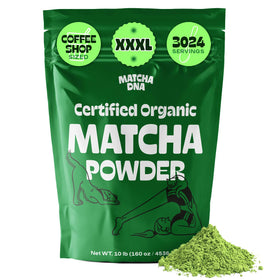 MATCHA DNA certified organic matcha powder bag for premium tea and recipes.
