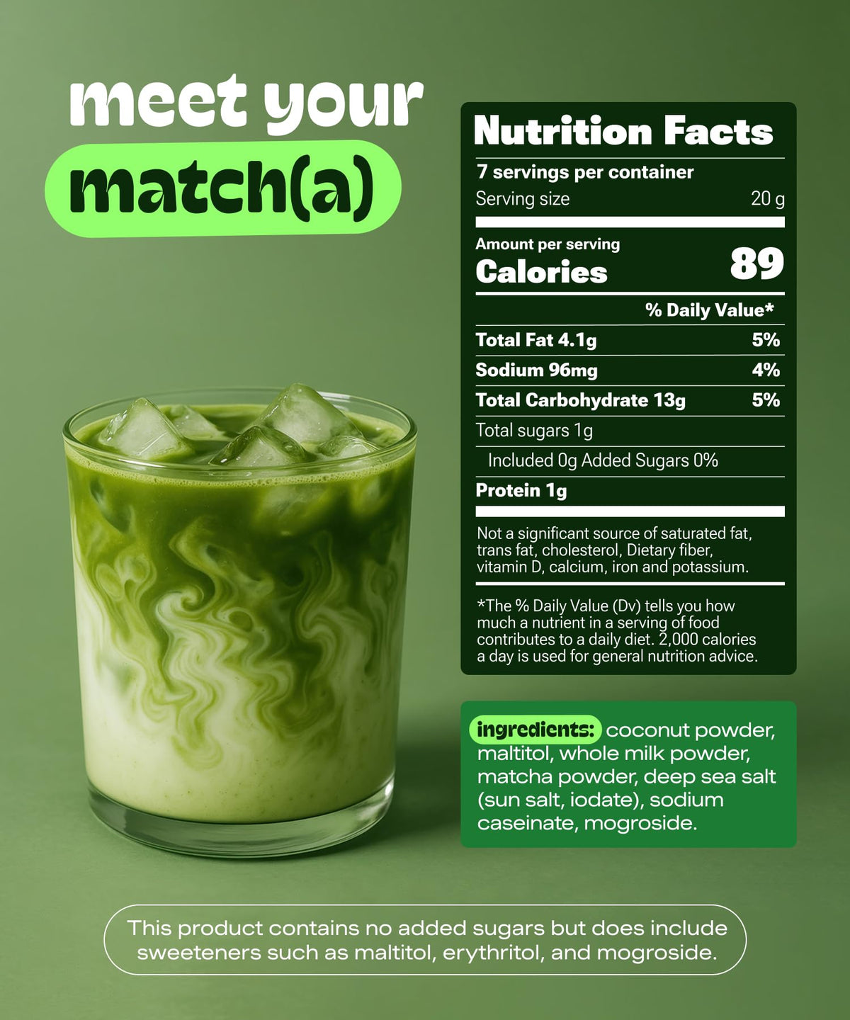 MATCHA DNA coconut matcha latte stick balanced energy from caffeine and theanine.