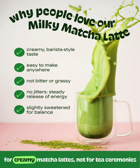 MATCHA DNA iced latte glass showcasing a refreshing cold drink.