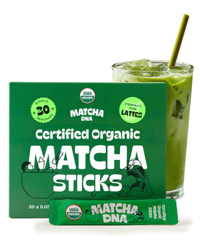 MATCHA DNA organic matcha powder sticks 30-pack ready for daily tea rituals.