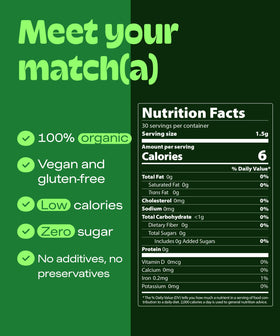 MATCHA DNA matcha sticks enhancing smoothies and yogurt textures.