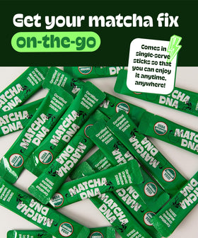 MATCHA DNA organic matcha sticks for easy dispensing and prep.