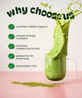 MATCHA DNA USDA organic label on packaging for trusted sourcing