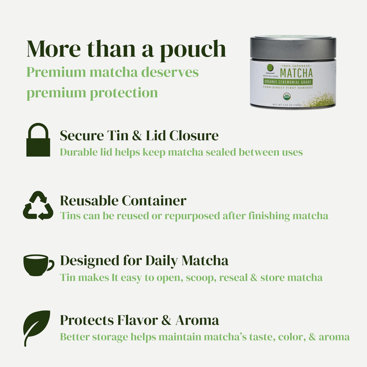Uji-origin Matcha Kari from an exclusive farm for ritual use.