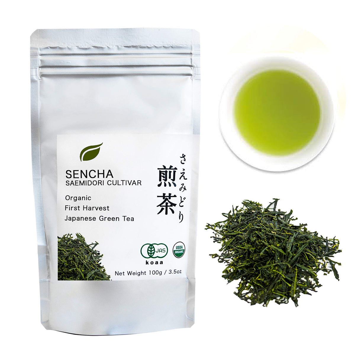 Matcha Konomi Sencha first harvest bag with vibrant green tea and fresh aroma for daily rituals