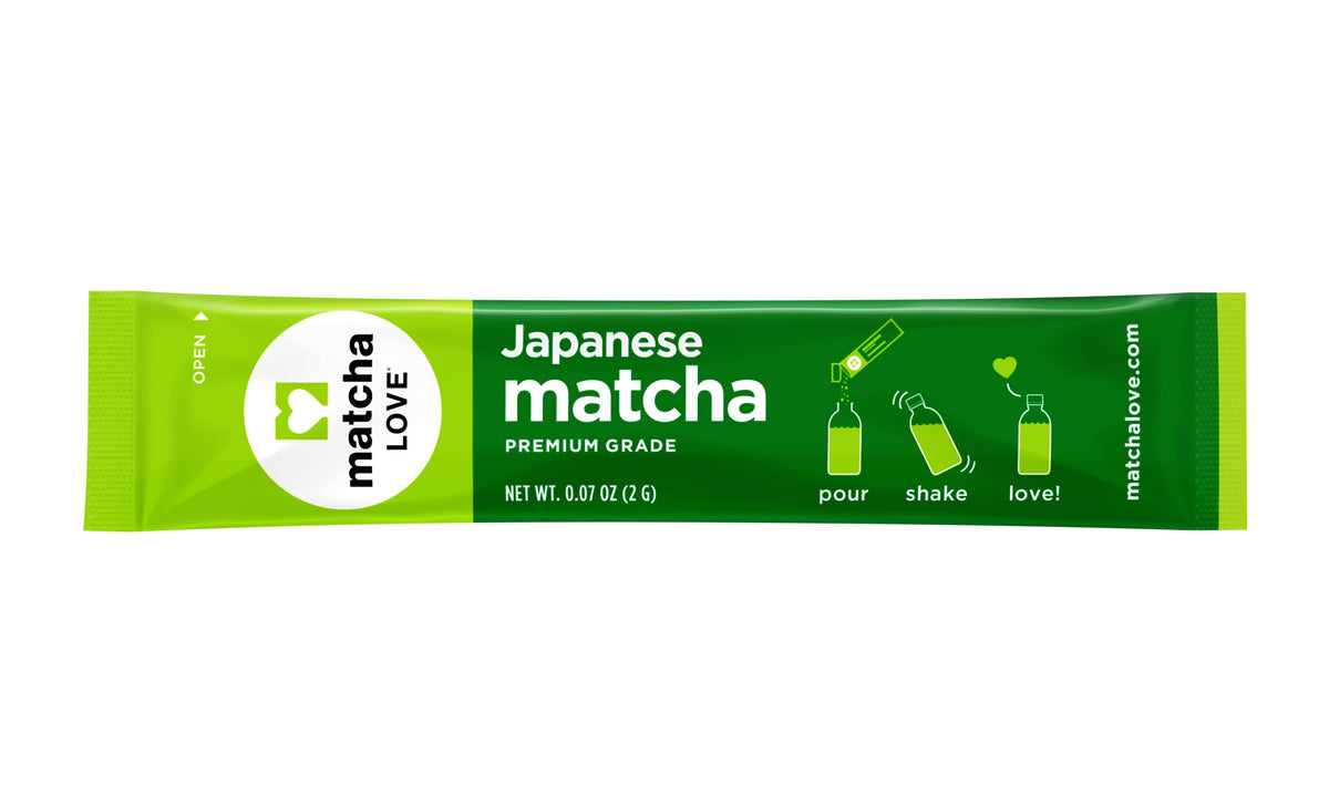 Matcha Love green tea powder closeup showing unsweetened powder for beverages