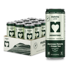 Matcha LOVE unsweetened 8oz can front view offering a refreshing caffeine lift.