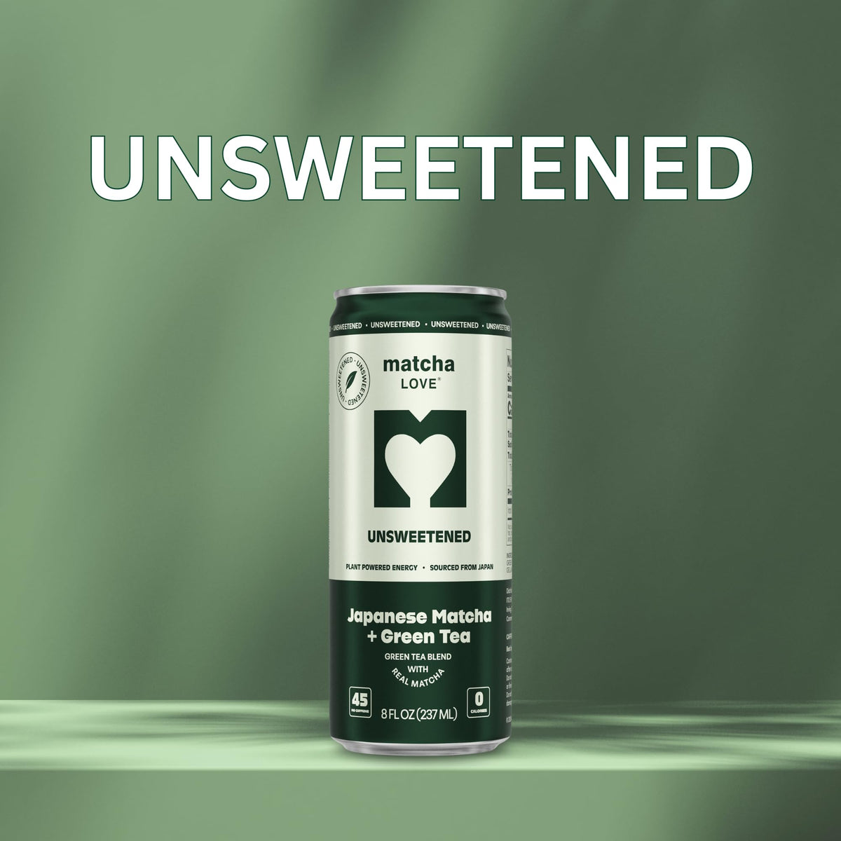 Matcha LOVE unsweetened 8oz can pour for on-the-go energy.