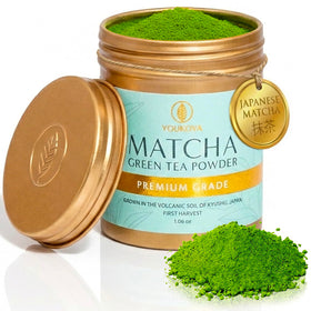 Matcha Moments authentic Japanese matcha powder in a bowl, ideal for whisked ceremonial tea.