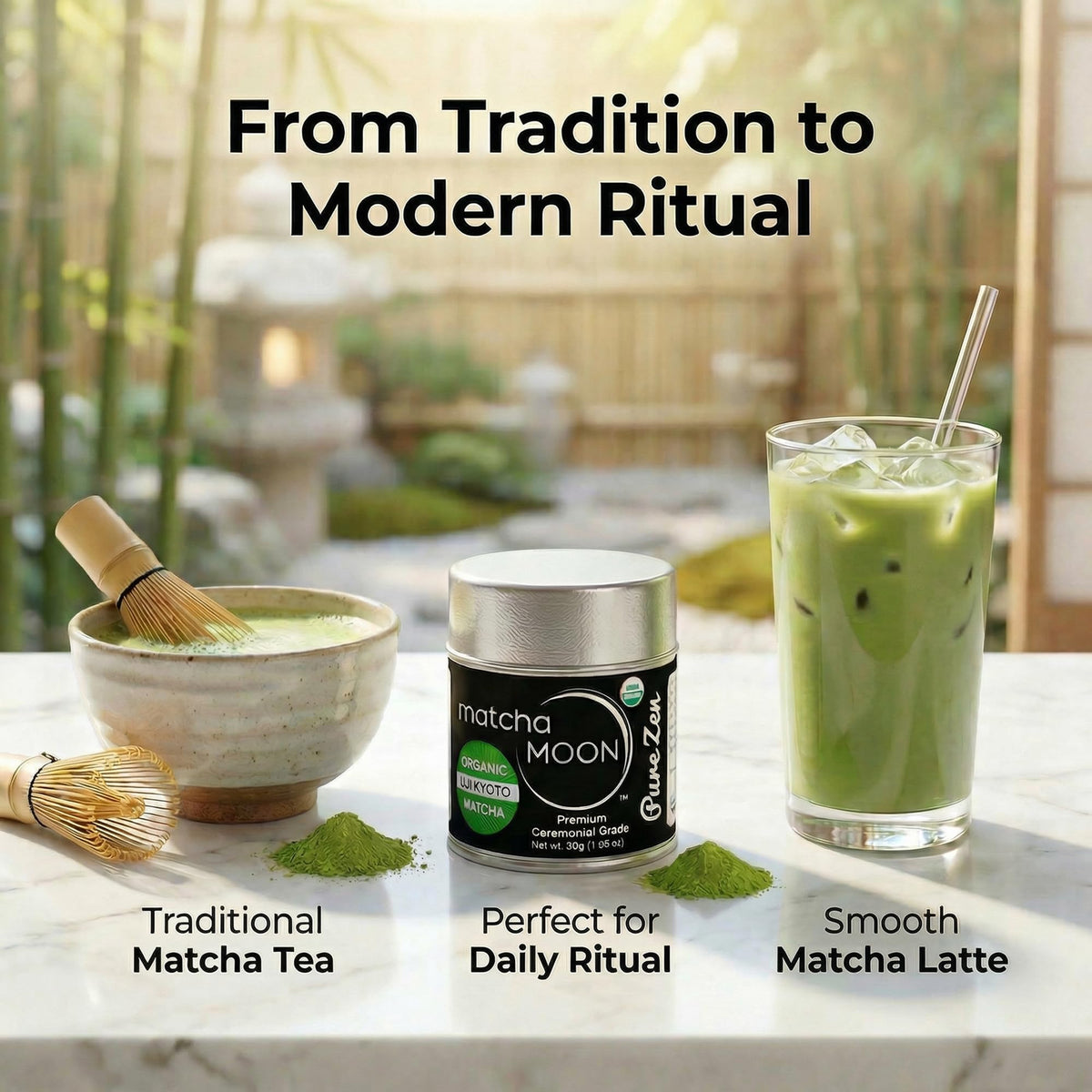 Matcha Moon authentic Japanese matcha ritual brings calm focus.